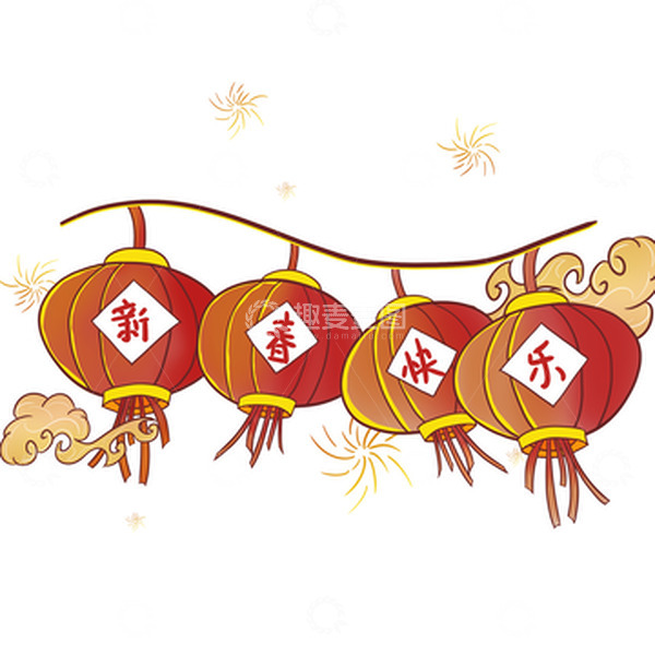 源文件下载【趣麦麦图】国潮中国风喜庆新年春节兔年手绘祥云元素