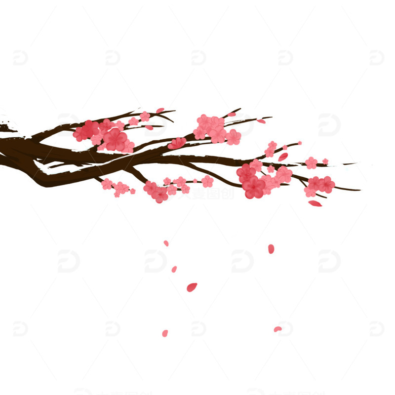 源文件下载【趣麦麦图】冬天红色梅花树枝