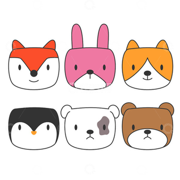 源文件下载【趣麦麦图】-卡通小动物头像矢量图