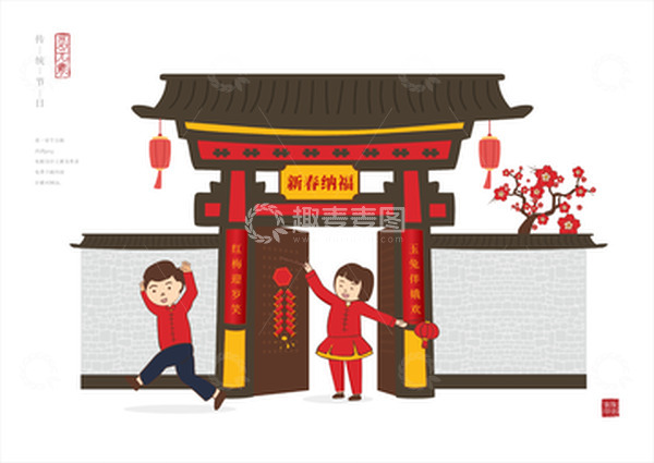 源文件下载【趣麦麦图】卡通传统风格春节元素