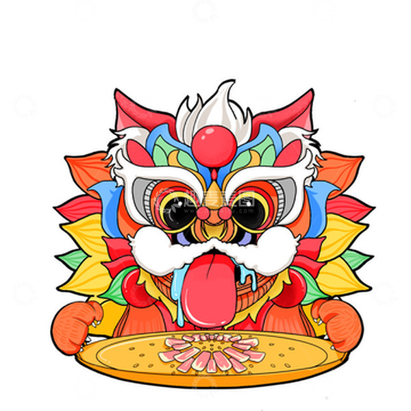 源文件下载【趣麦麦图】红色中国风醒狮新春新年春节元素
