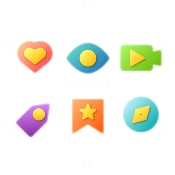 源文件下载【趣麦麦图】彩色渐变UI图标软件元素