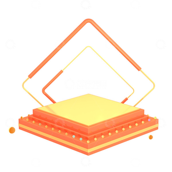 源文件下载【趣麦麦图】橙色C4D电商展台几何舞台背景装饰