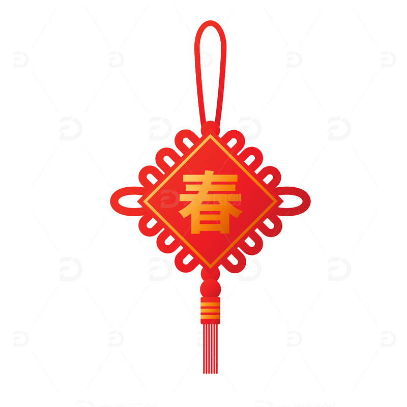 喜庆春节红色中国结矢量图