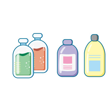 卡通医疗素材药瓶消毒水矢量图