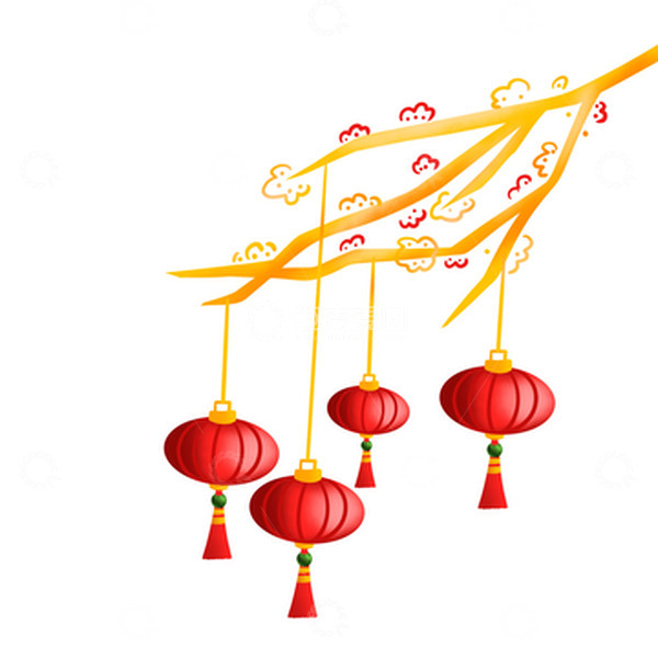 源文件下载【趣麦麦图】红色灯笼春节元素手绘