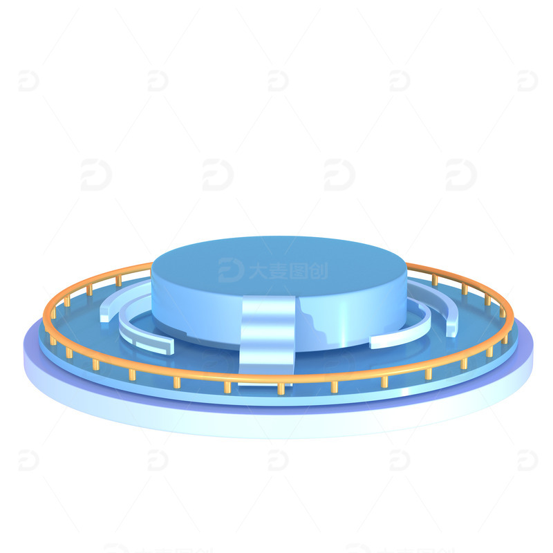 蓝色C4D电商展台科技感环绕舞台底座