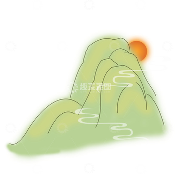 源文件下载【趣麦麦图】国潮山川手绘
