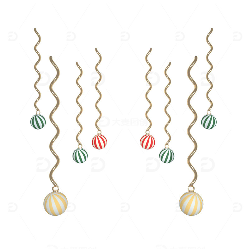 源文件下载【趣麦麦图】-金色简约C4D建模圣诞灯灯饰泛光灯3D