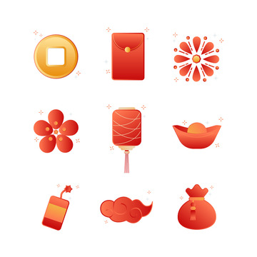 红金春节装饰元素