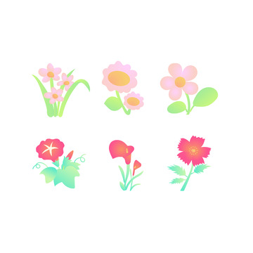 小清新风格花朵各种造型花儿装饰点缀