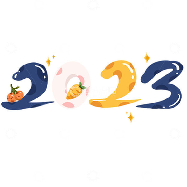 源文件下载【趣麦麦图】蓝色调小清新2023年春节可爱风字体元素