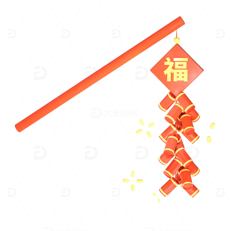 春节C4D立体放鞭炮爆竹喜庆装饰元素