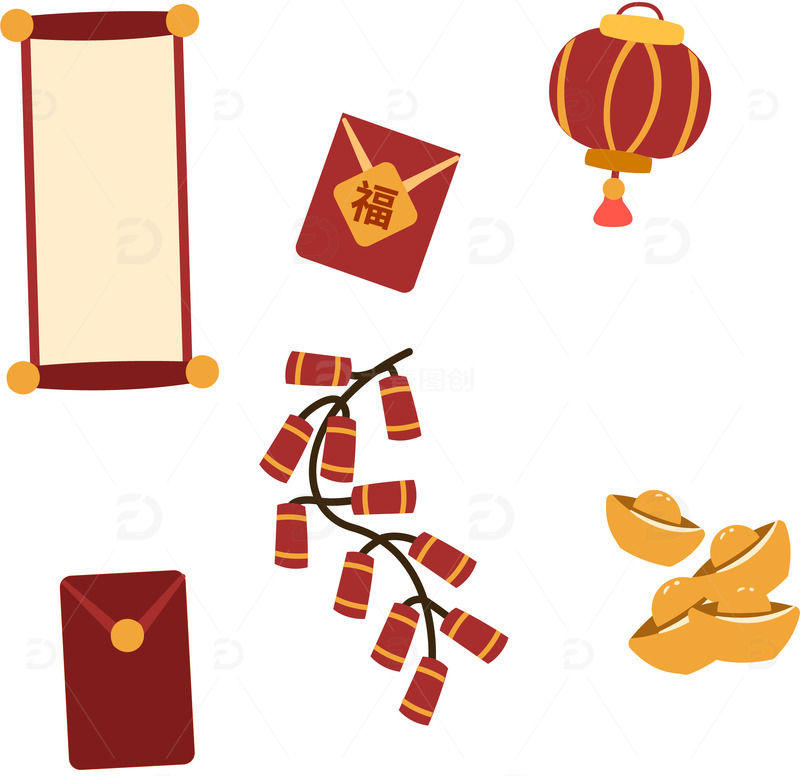 源文件下载【趣麦麦图】-新年春节元素图