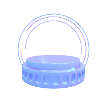 蓝紫镭射C4D电商展台赛博朋克炫酷舞台