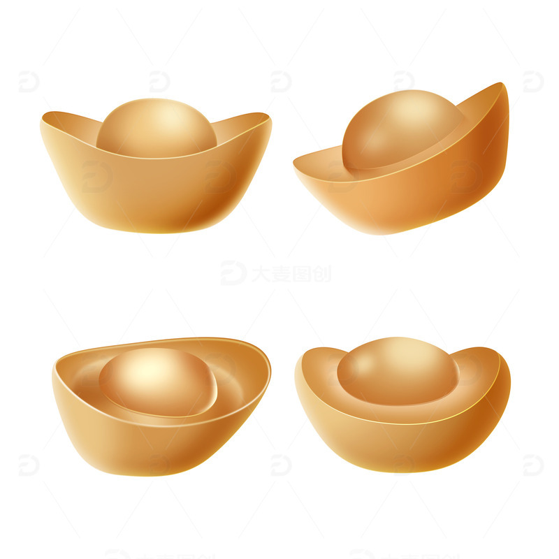 金色立体质感春节元素金元宝