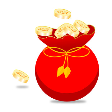 红色手绘福袋插画元素