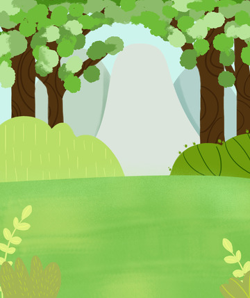 绿色草坪露营地手绘图