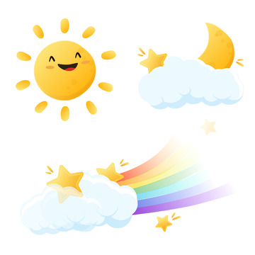 卡通可爱小清新太阳阳光晴朗天气装饰图标