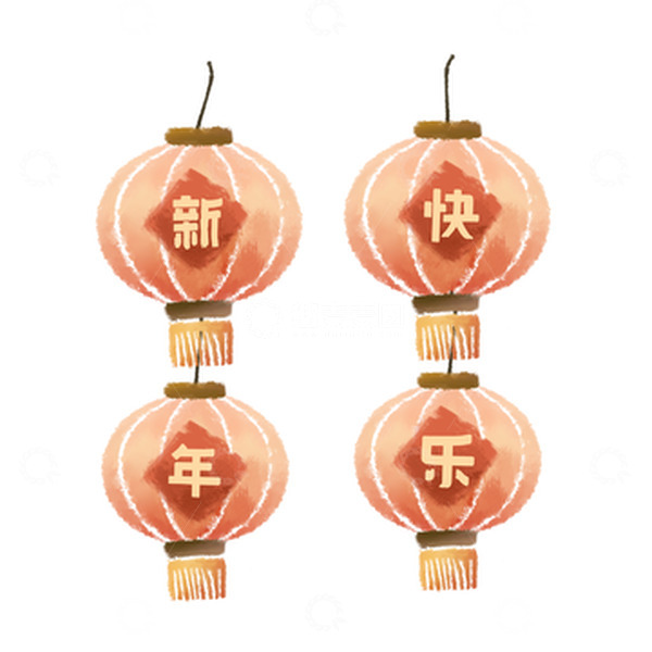 源文件下载【趣麦麦图】红色新年春节圆灯笼装饰元素