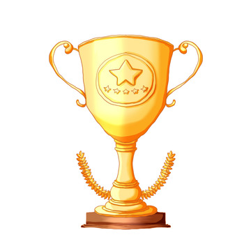 黄色奖杯年会手绘星星麦穗