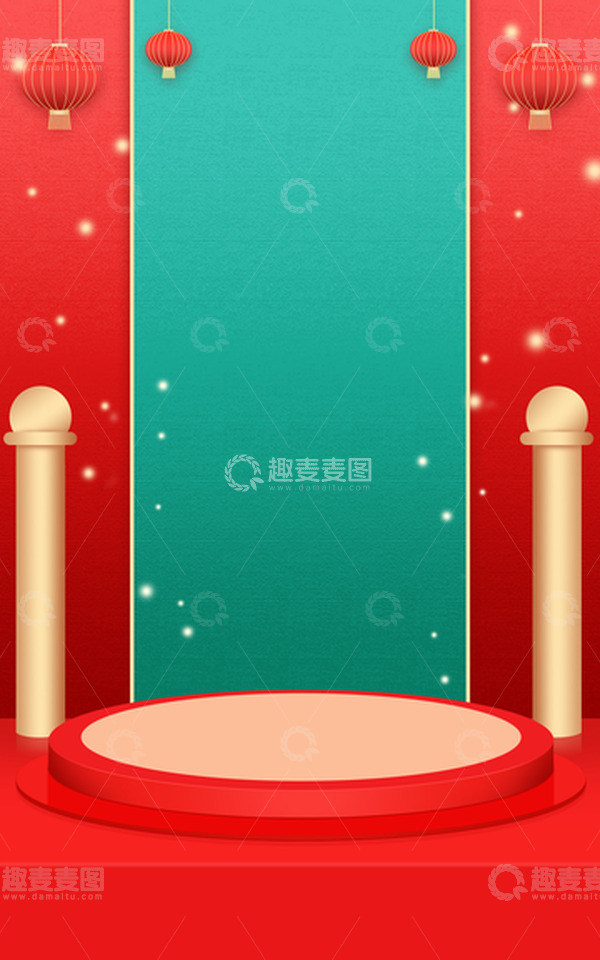 源文件下载【趣麦麦图】红色喜庆春节背景电商促销背景年货背景