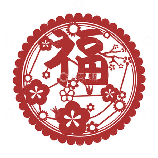 源文件下载【趣麦麦图】-矢量手绘窗花剪纸福艺术字体春节元素