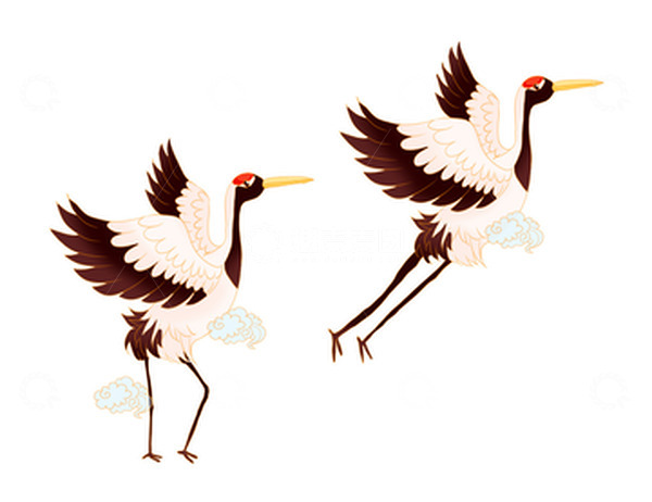 源文件下载【趣麦麦图】仙鹤国风国潮飞翔丹顶鹤祥云