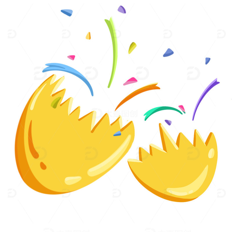 金黄色彩蛋飘带喜庆节日年会元素