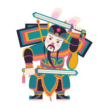 门神春节扁平元素