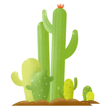 绿色小清新仙人掌手绘风海报手账装饰