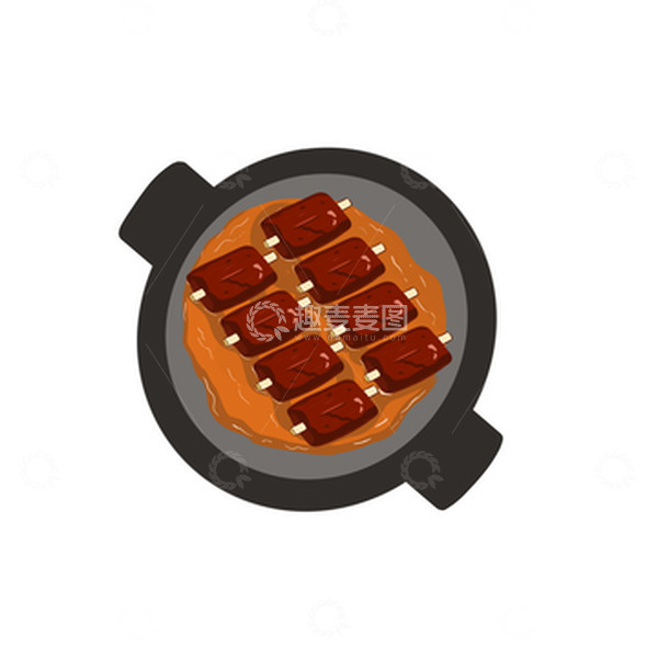 源文件下载【趣麦麦图】春节元素扁平插画美食排骨