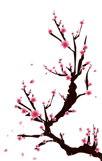 红色国风插画梅花春节元素梅花元素