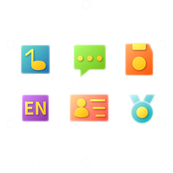 源文件下载【趣麦麦图】彩色渐变UI图标音乐软件元素