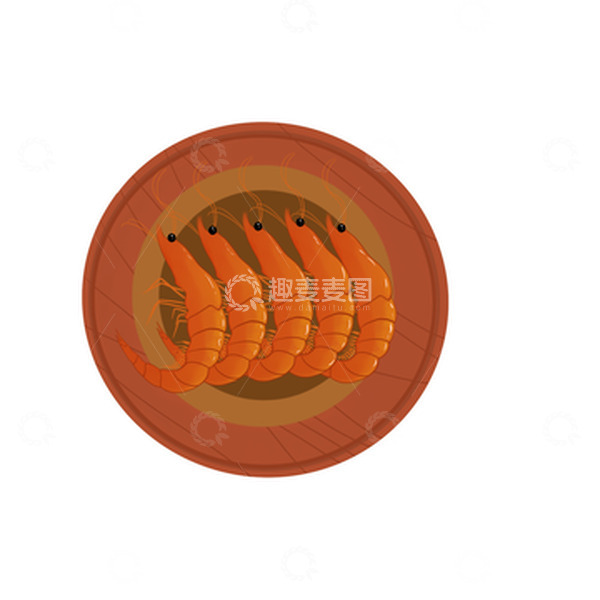 源文件下载【趣麦麦图】春节美食大虾元素卡通画扁平风