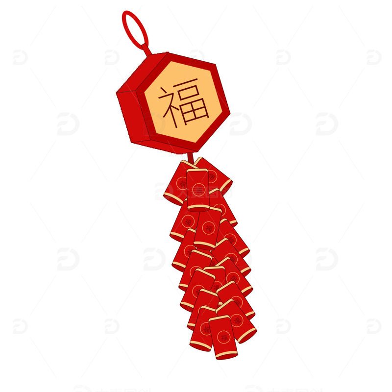 红色春节喜庆鞭炮元素