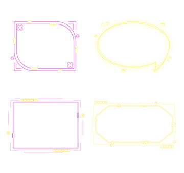 霓虹灯线条发光夜景边框标题文字框元素