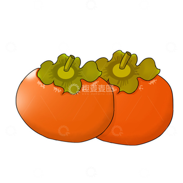 源文件下载【趣麦麦图】橙色喜庆好柿成双春节元素手绘元素