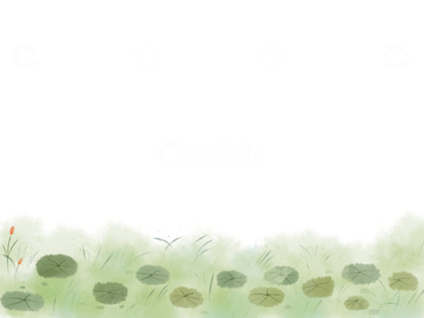 源文件下载【趣麦麦图】手绘国画水墨风浮萍水草沼泽淡彩古诗池塘