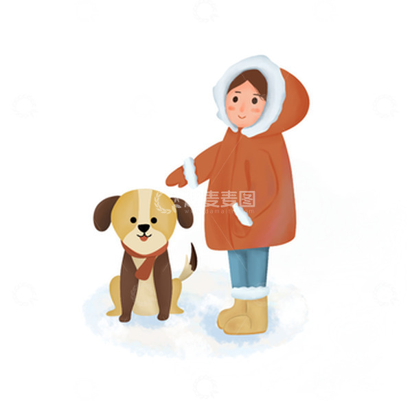 源文件下载【趣麦麦图】冬季节日宠物小女孩治愈