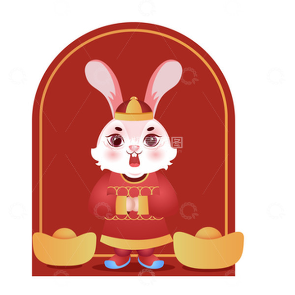 源文件下载【趣麦麦图】兔年矢量春节拜年兔子元素