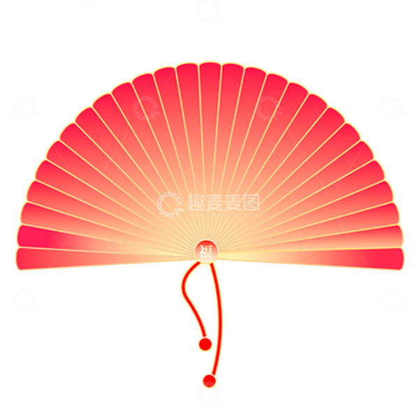 源文件下载【趣麦麦图】红色渐变喜庆新年春节扇子装饰元素
