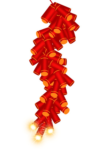 手绘春节新年红色喜庆爆竹海报装饰元素