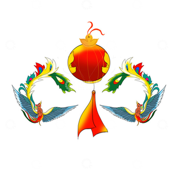 源文件下载【趣麦麦图】手绘双凤和鸣春节素材
