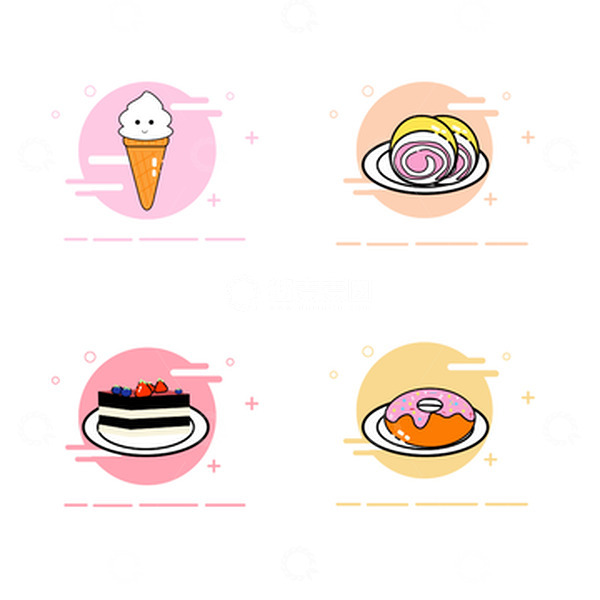 源文件下载【趣麦麦图】MBE风格可爱甜品图标元素
