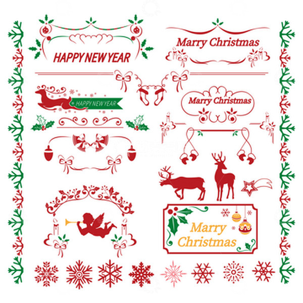 源文件下载【趣麦麦图】彩色手绘圣诞边框元素