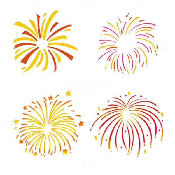 源文件下载【趣麦麦图】春节 喜气 红色 手绘 烟花 星星