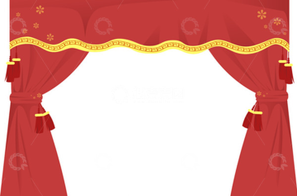 源文件下载【趣麦麦图】红色年会幕布元素