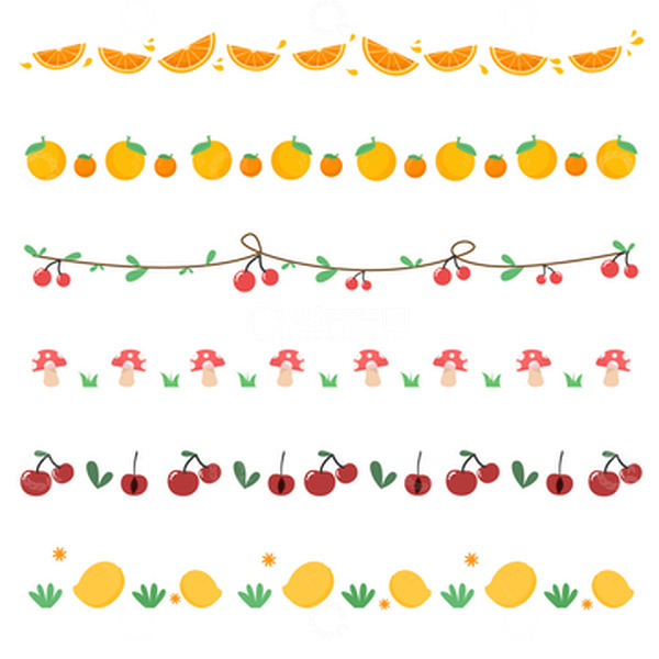 源文件下载【趣麦麦图】-卡通可爱小清新水果美食线条分割线