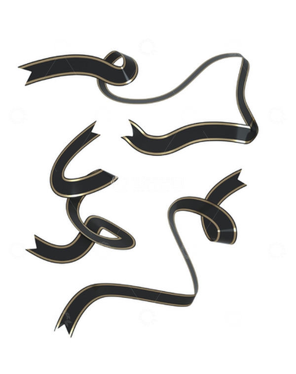 源文件下载【趣麦麦图】黑金大气简约年会元素丝带彩带C4D